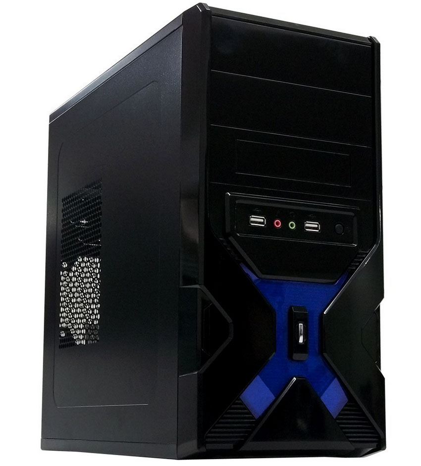 GABINETE MICRO ATX CM-3K22 NEGRO AZUL FUENTE 450W 20+4 PINES